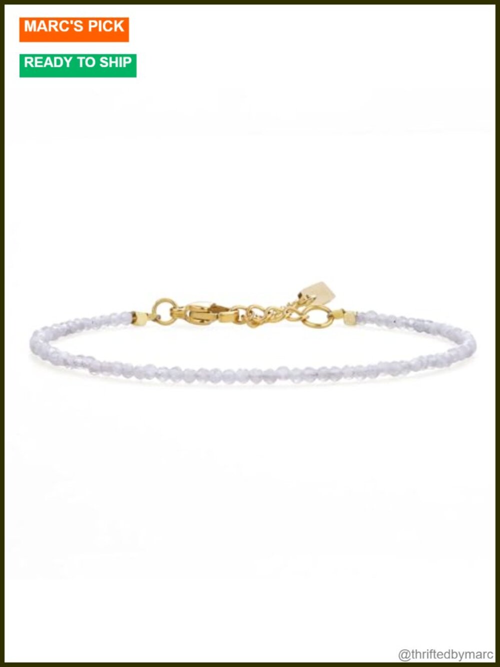 Dainty Crystal Beaded Bracelet 18K Gold Plated Adjustable for Women